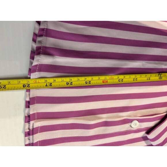 Womens Pink & White Striped Button-Up Long Sleeve Shirt-M - Picture 5 of 5
